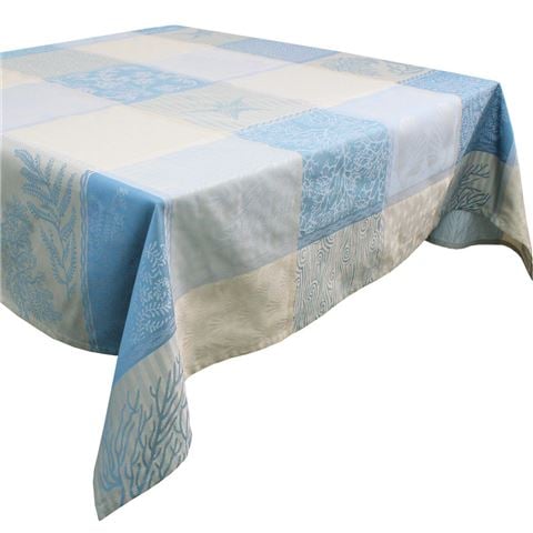 Garnier-Thiebaut - Mille Oceans Écume French Jacquard Tablecloth 180x250cm