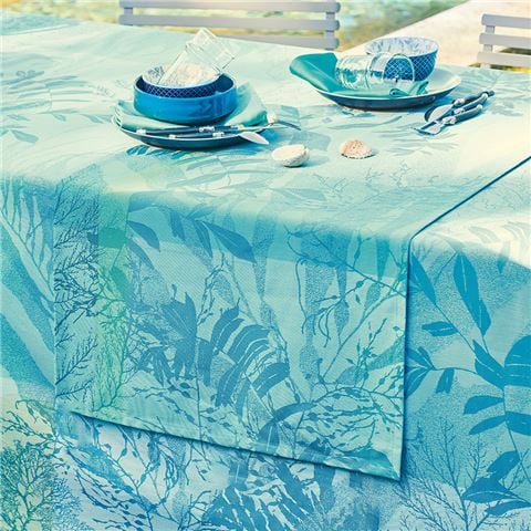 Garnier-Thiebaut Ouessant Turquoise Tablecloth 175x175cm - Peter's of Kensington
