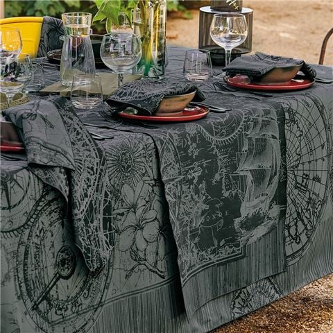 Garnier-Thiebaut Rose Des Vents Encre Tablecloth Treated 180x260cm - Peter's of Kensington