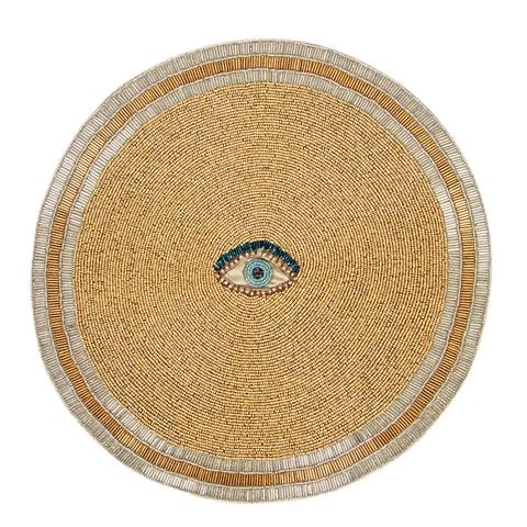 Luxe By Peter's - Gold Beaded Placemat With The Greek Eye