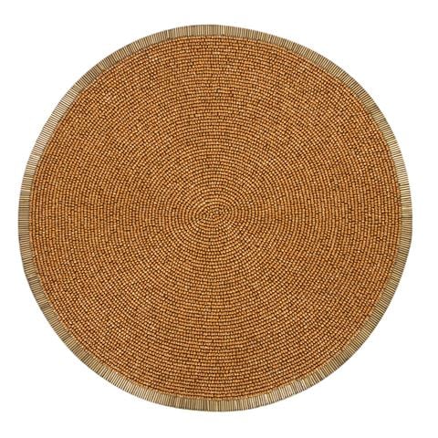Luxe By Peter's - Gold Beaded Placemat With Light Gold Trim