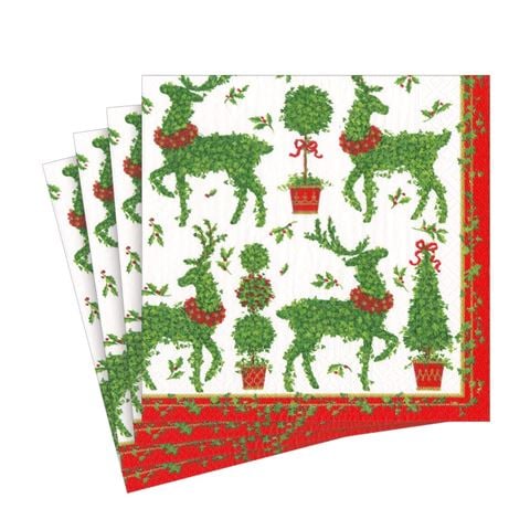 Caspari Christmas Napkin Animal Topiaries 20pce - Peter's of Kensington