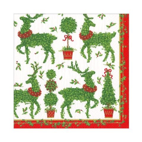 Caspari Christmas Napkin Animal Topiaries 20pce - Peter's of Kensington