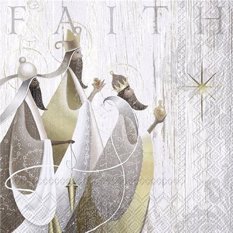 IHR - Christmas Napkin Holy Kings Grey 20pce