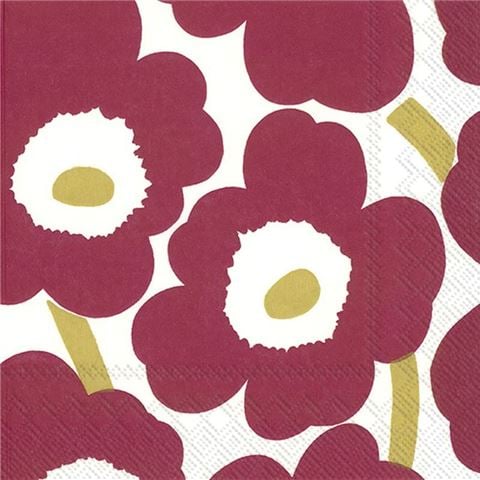 Marimekko - Unikko Dark Gold Red Lunch Napkin 20pce