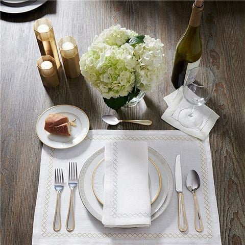 Luxe By Peter's - Cotton Linen Placemat Gold Squares Set 2pce