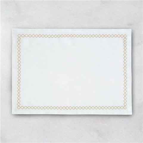 Luxe By Peter's - Cotton Linen Placemat Gold Squares Set 2pce