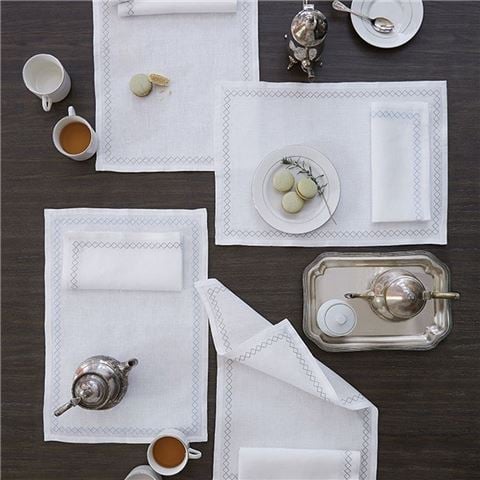 Luxe By Peter's - Cotton Linen Placemat Silver Squares Set 2pce