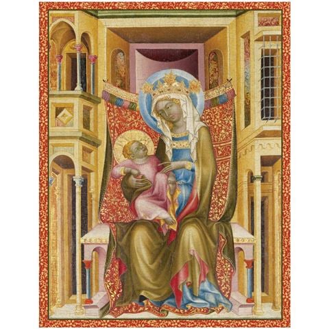 Caspari - Virgin & Child Enthroned Christmas Card Box 16pce