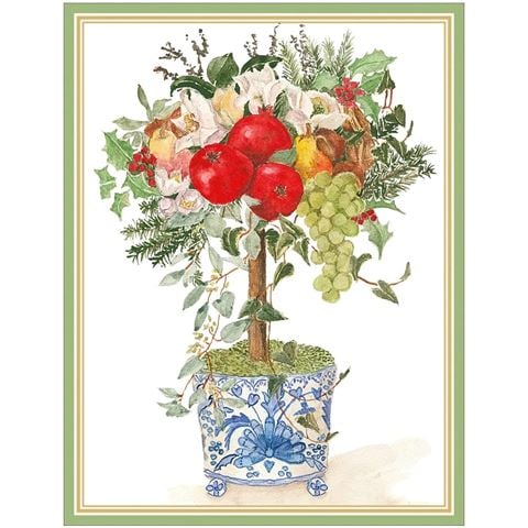 Caspari - Fruit Topiary Christmas Card Box 16pce
