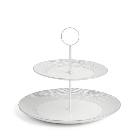 Wedgwood GIO Platinum 2 Tier Cake Stand - Peter's of Kensington
