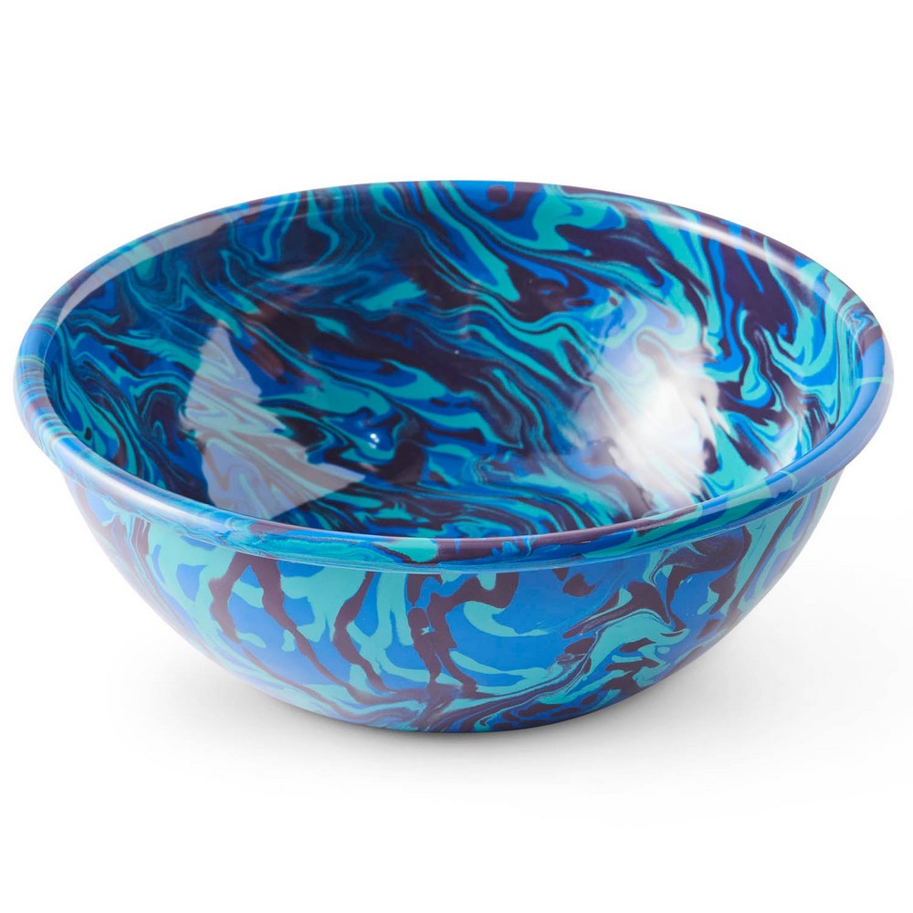 Ukrainian enamel bowl, 28cm, Blue