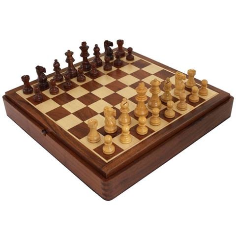 Italfama - Rosewood Chessboard w/Acacia Wood Chess Pieces