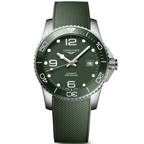 Longines - Hydroconquest Green Dial Green Strap Watch 41mm | Peter's of ...