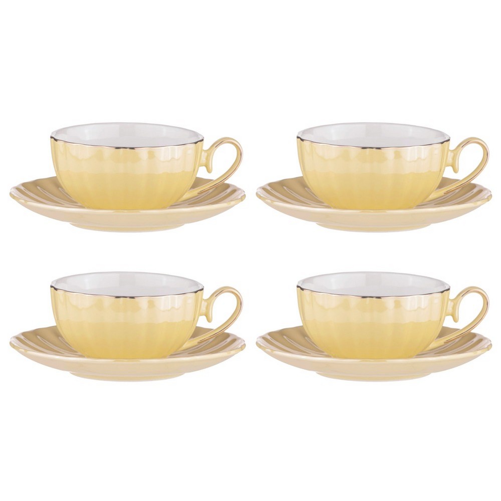 Ashdene Parisienne Pearl Cup & Saucer Set Buttermilk 4pc Peter's of