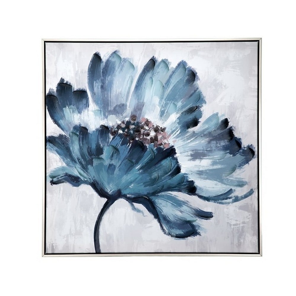 Dasch Blue Floral Canvas Wall Art 75x75cm Peter's of Kensington