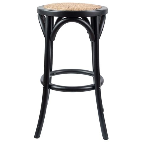 Urban Styling Aster Birch Rattan Round Bar Stool Black - Peter's of Kensington