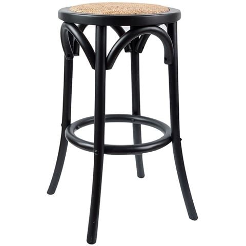 Urban Styling Aster Birch Rattan Round Bar Stool Black - Peter's of Kensington