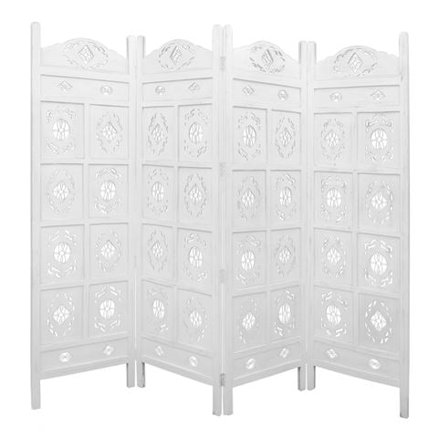 Urban Styling - Iron Jali Room Divider Shoji Stand White