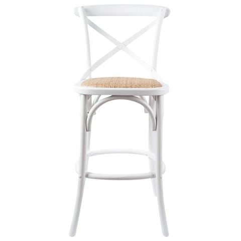 Urban Styling - Aster Birch Rattan Crossback Bar Stool White