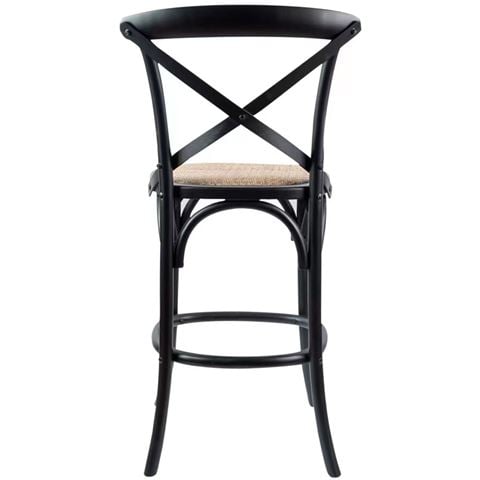 Urban Styling - Aster Birch Rattan Crossback Bar Stool Black