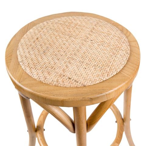 Urban Styling - Aster Birch Rattan Round Bar Stools Oak 3pc