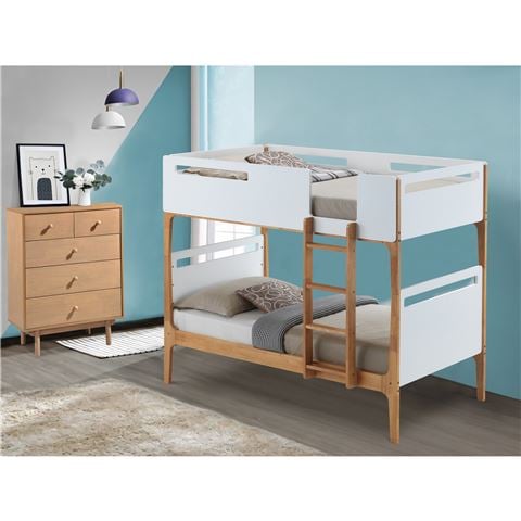 Urban Styling Baby Rose Rubber Wood Single Bunk Bed White - Peter's of Kensington