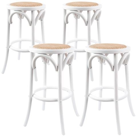 Urban Styling Aster Birch Rattan Round Bar Stools Wht 4pc - Peter's of Kensington