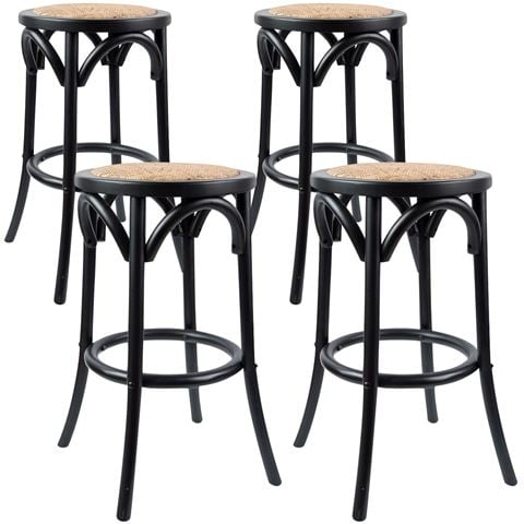 Urban Styling Aster Birch Rattan Round Bar Stools Blk 4pc - Peter's of Kensington