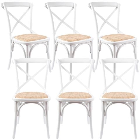 Urban Styling - Aster Birch Rattan Dining Chair Set Wht 6pc