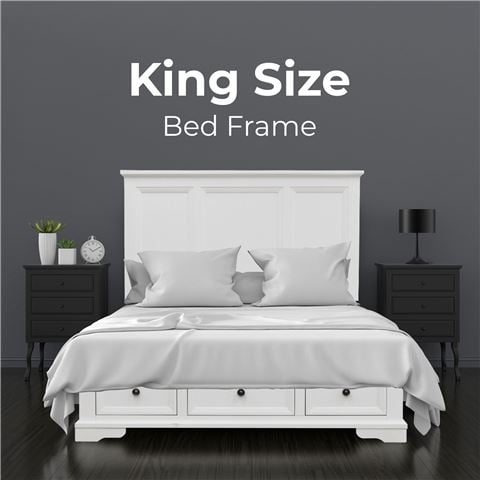 Urban Styling - Celosia King Bed Frame With Drawers White