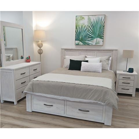 Urban Styling - Foxglove Wood Double Bed Frame Drawers White