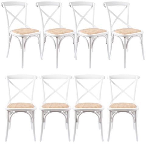 Urban Styling Aster Birch Rattan Dining Chair Set Wht 8pc - Peter's of Kensington