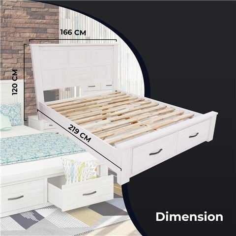 Urban Styling - Foxglove Wood Queen Bed Frame Drawers White