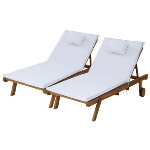 Exterieur Outdoor - Gardeon Wooden Outdoor Lounge White 2pc