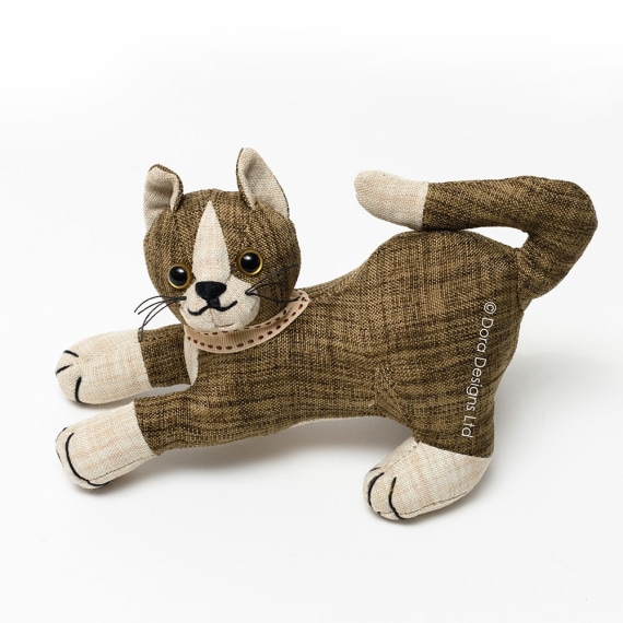 Dora Designs Doorstop Linen Tabby Khaki 38cm Peter's of Kensington