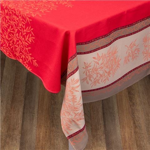L'Ensoleillade Olive & Red Tablecloth Coated 120x160cm - Peter's of Kensington