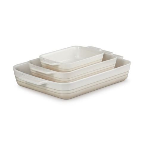 Le Creuset - Stoneware Rectangular Dish Set Meringue 3pce