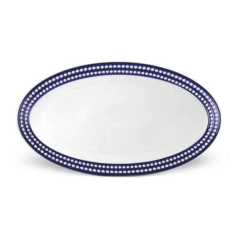 L'objet Perl'ee Oval Fish Platter Blue & White Large 53x30cm - Peter's of Kensington