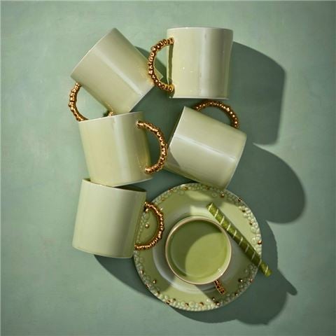 L'objet - Haas Mojave Matcha & Gold Teacup & Saucer Set 2pce