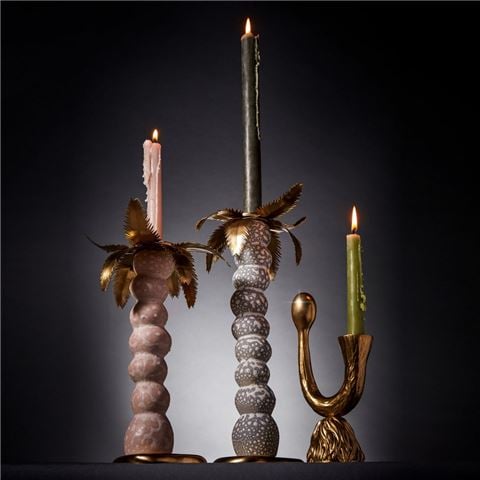 L'objet Haas Mojave Palm Candlestick Grey Large 20x32cm - Peter's of Kensington