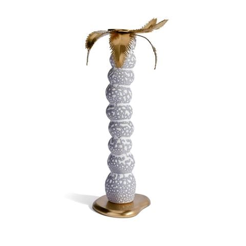 L'objet Haas Mojave Palm Candlestick Grey Large 20x32cm - Peter's of Kensington