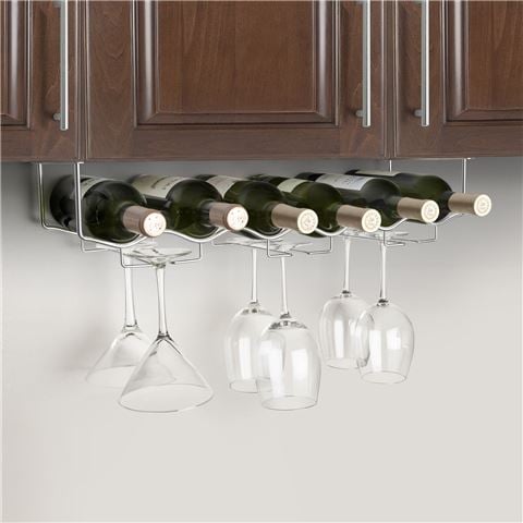 Final Touch - Under Cabinet 6 Bottle Wine & Glass Rack