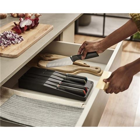 Joseph Joseph - Elevate Store  Knife Set w/Storage Tray Black 6pce
