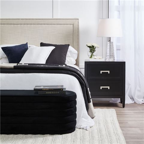 Cafe Lighting - Demi Storage Bench Ottoman Black Velvet