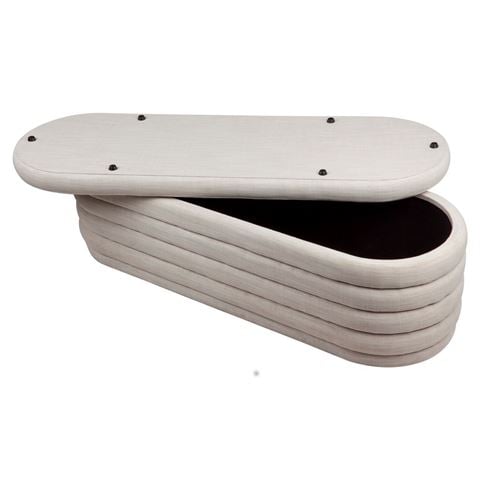 Cafe Lighting - Demi Storage Bench Ottoman Off White Linen
