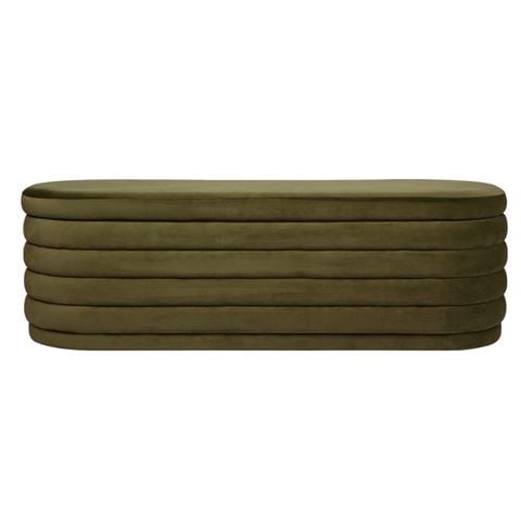 Cafe Lighting Demi Storage Bench Ottoman Olive Velvet - Peter's of Kensington