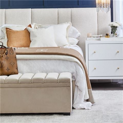 Cafe Lighting - Soho Storage Bench Ottoman Nude Velvet