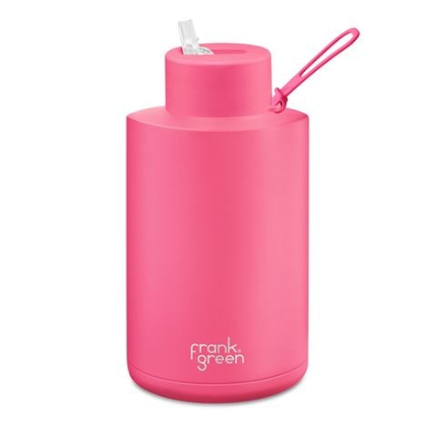 Frank Green - Ceramic Reusable Bottle w/Straw Lid Neon Pink 2L