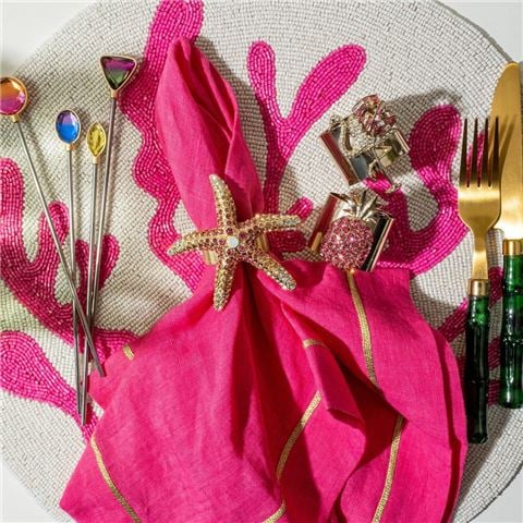 Luxe By Peter's - Coral Beaded Placemat Pink
